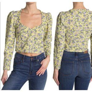 Topshop NWT Floral Puff Sleeve Size US 2 100% Cotton (Sku13)